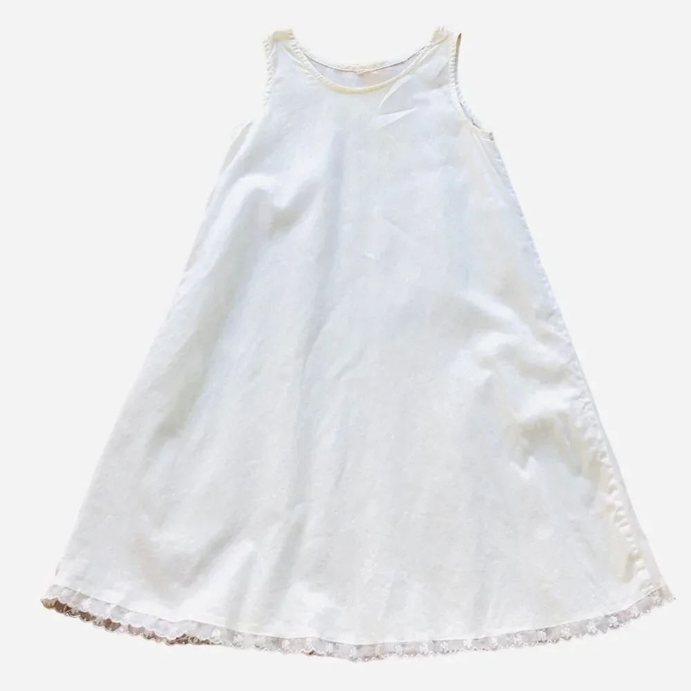 VTG Baby Christening 2 Piece -Gown And Slip Handmade Cotton Lace Baptismal Gown